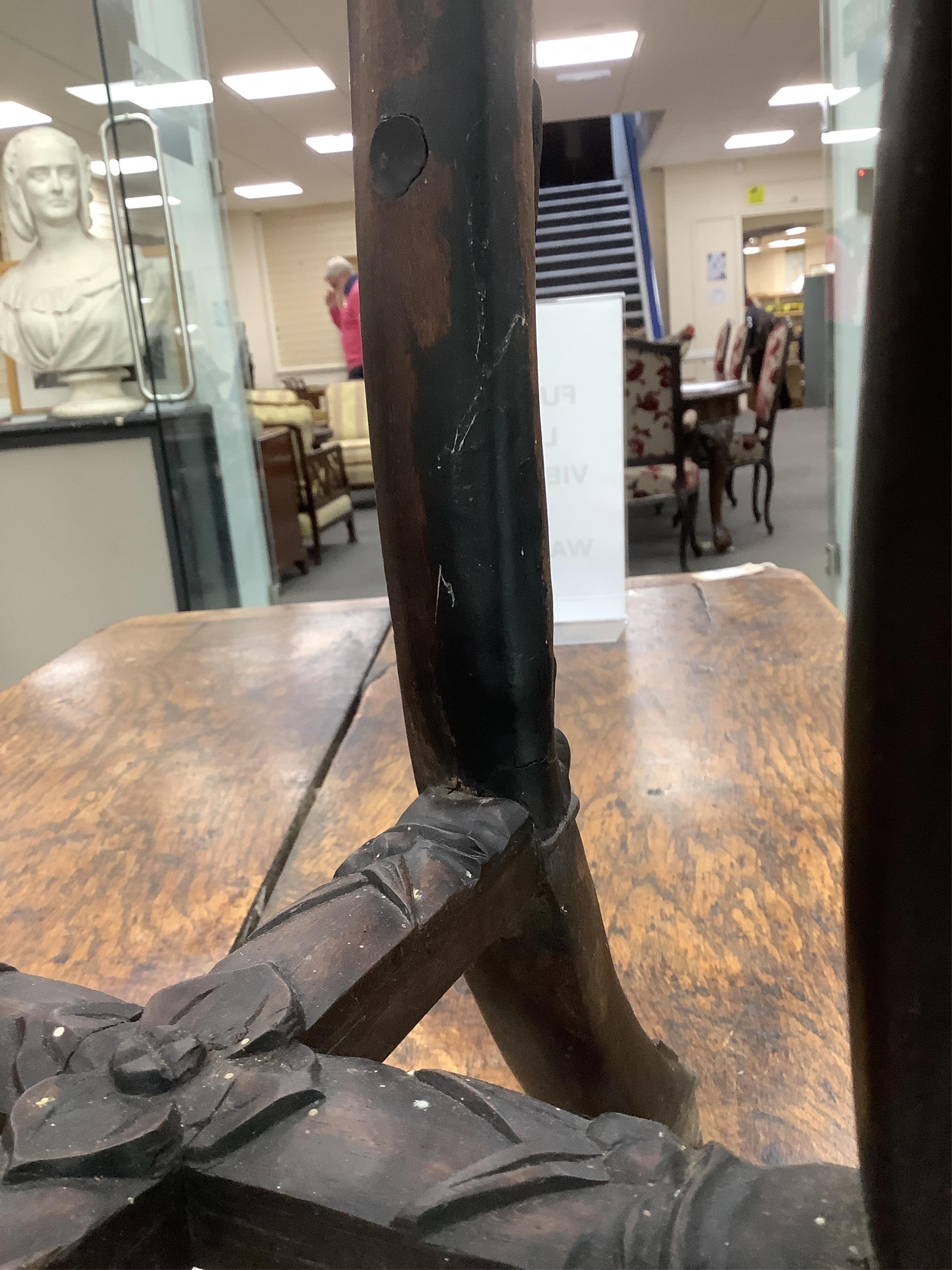 A Chinese carved hardwood marble top vase stand, height 92cm